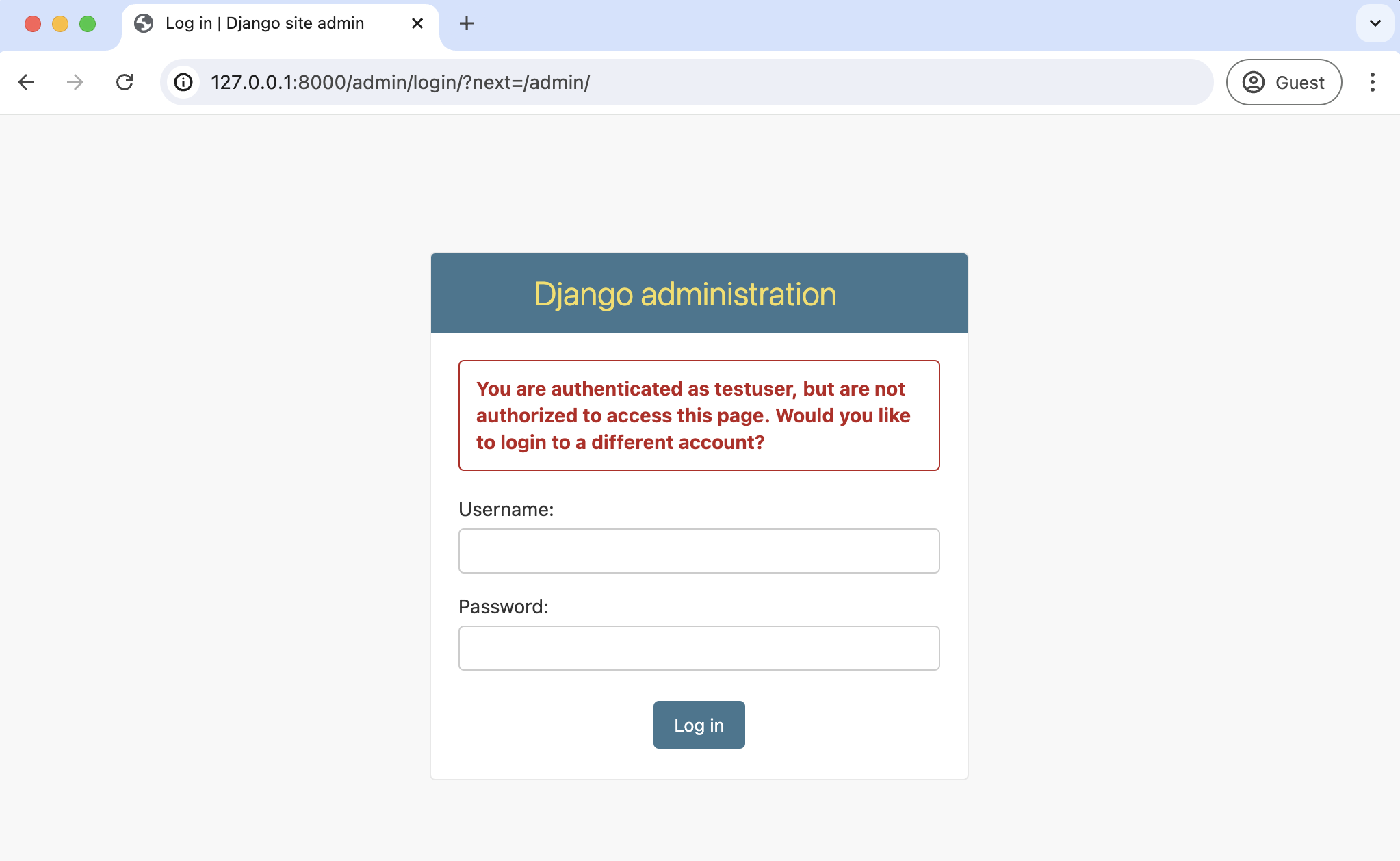 Wrong Admin Login