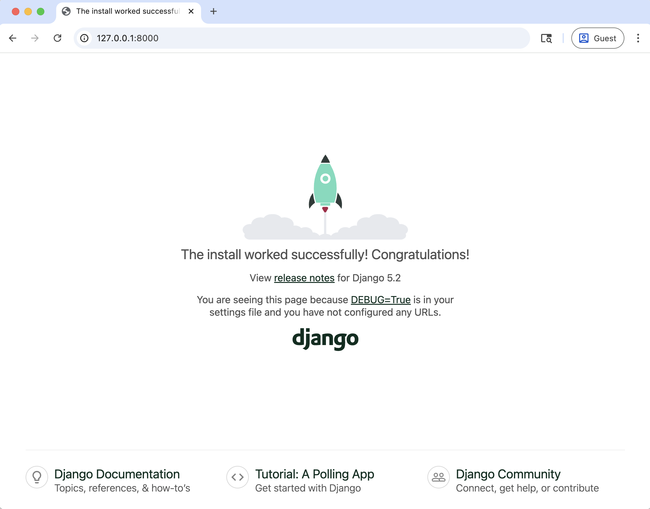 Django welcome page