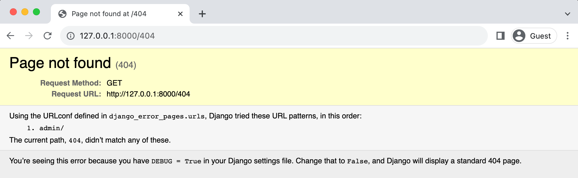 Django Debug Page