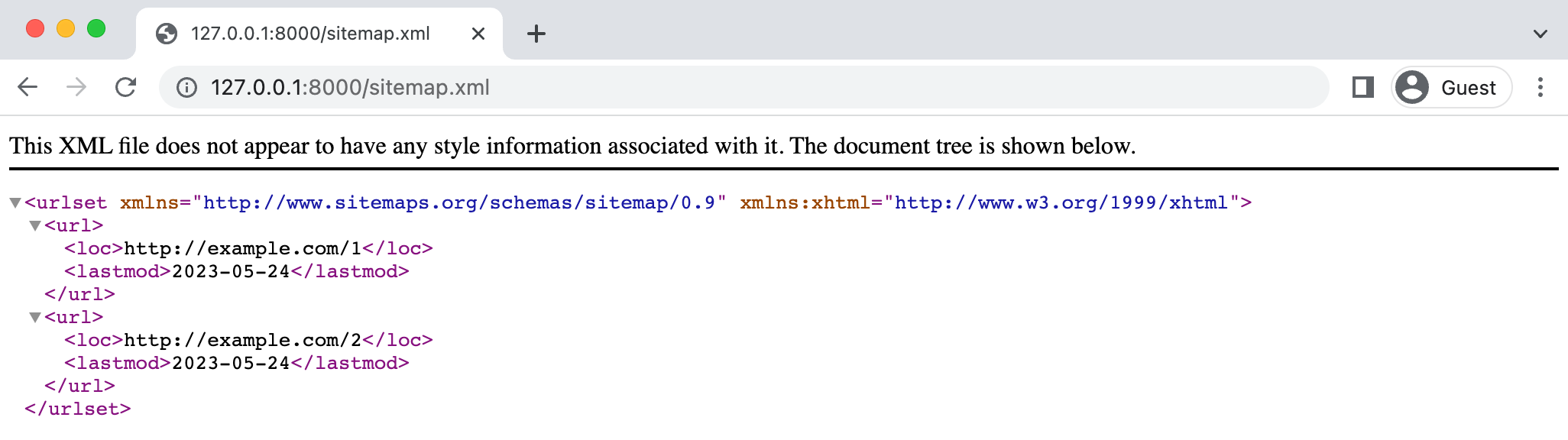 Sitemap via GenericSitemap