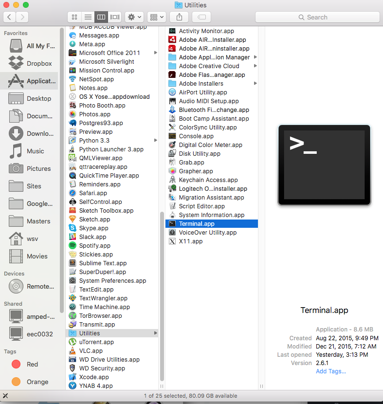 see the program written for terminals in mac